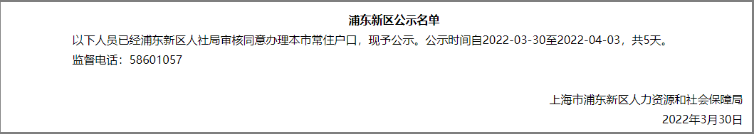 838人！上海市引進(jìn)人才申辦本市常住戶口公示名單