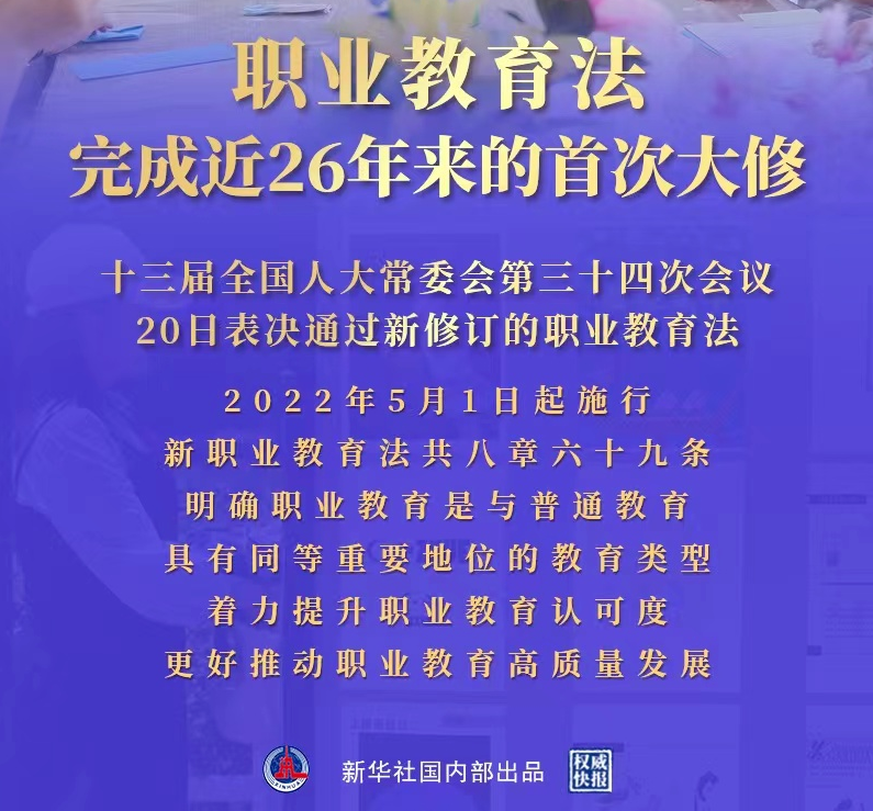 【重磅】《中華人民共和國(guó)職業(yè)教育法》公布