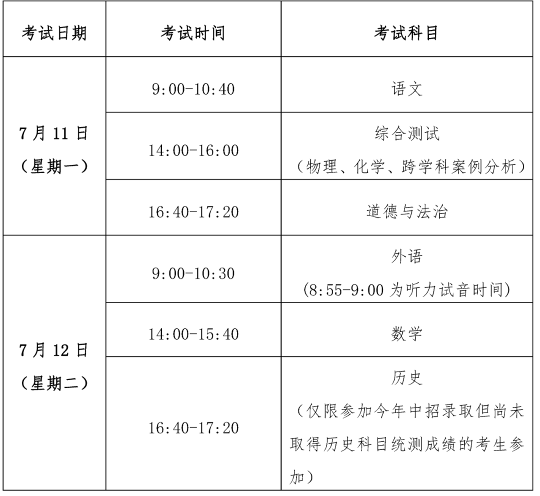 2022年上海中考、高考、等級考、合格考時間