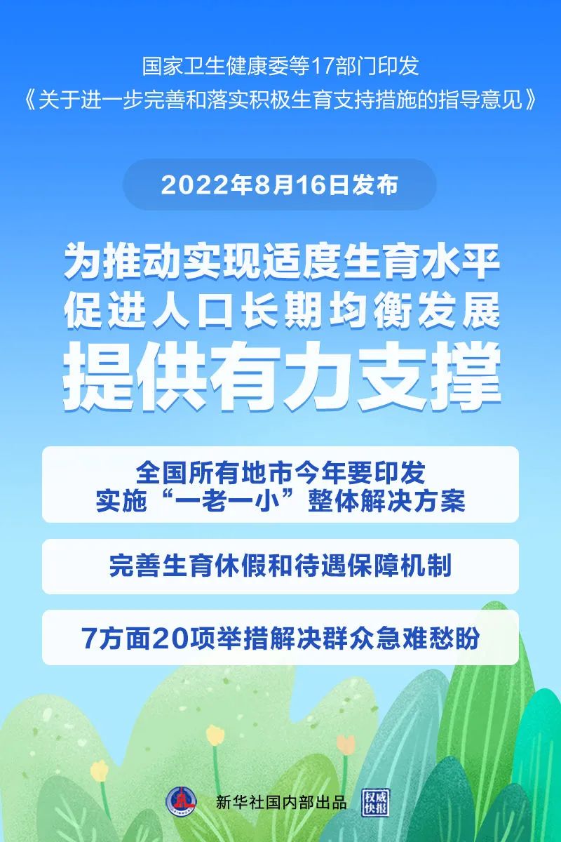 《關(guān)于進(jìn)一步完善和落實(shí)積極生育支持措施的指導(dǎo)意見(jiàn)》發(fā)布